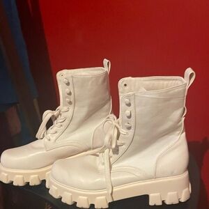 EGO Off White Combat Boots